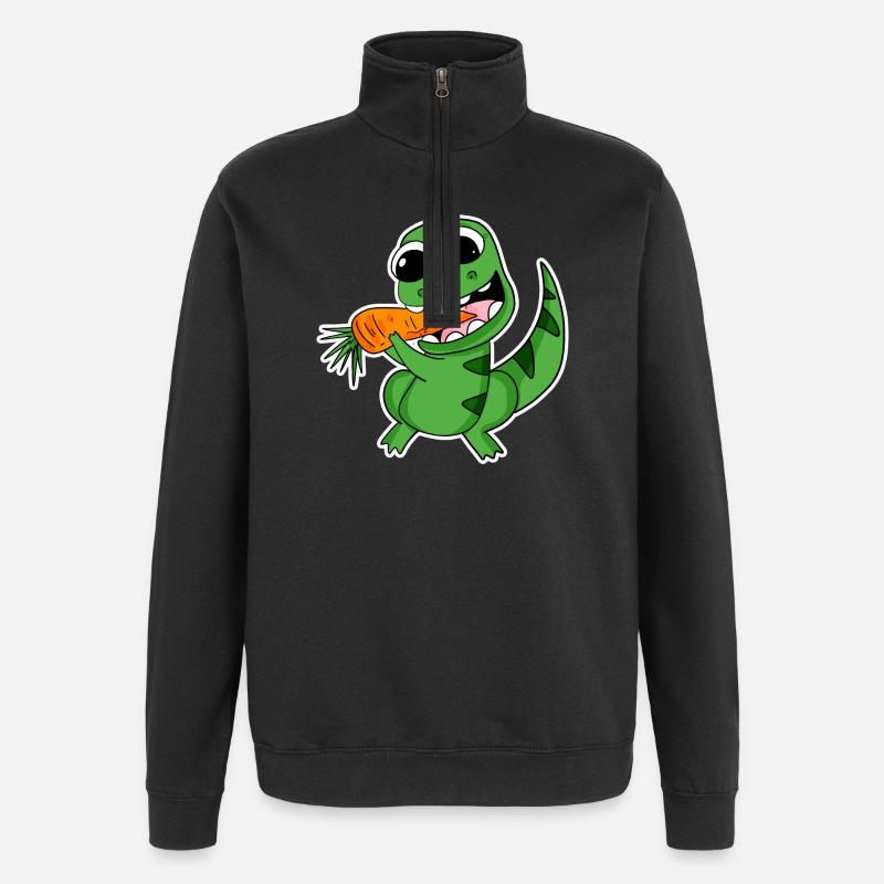 Dino eats carrot - Quarter-Zip Sweatshirt - black