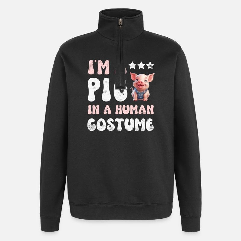 Schwein Schweine - Quarter-Zip-Sweatshirt - Schwarz