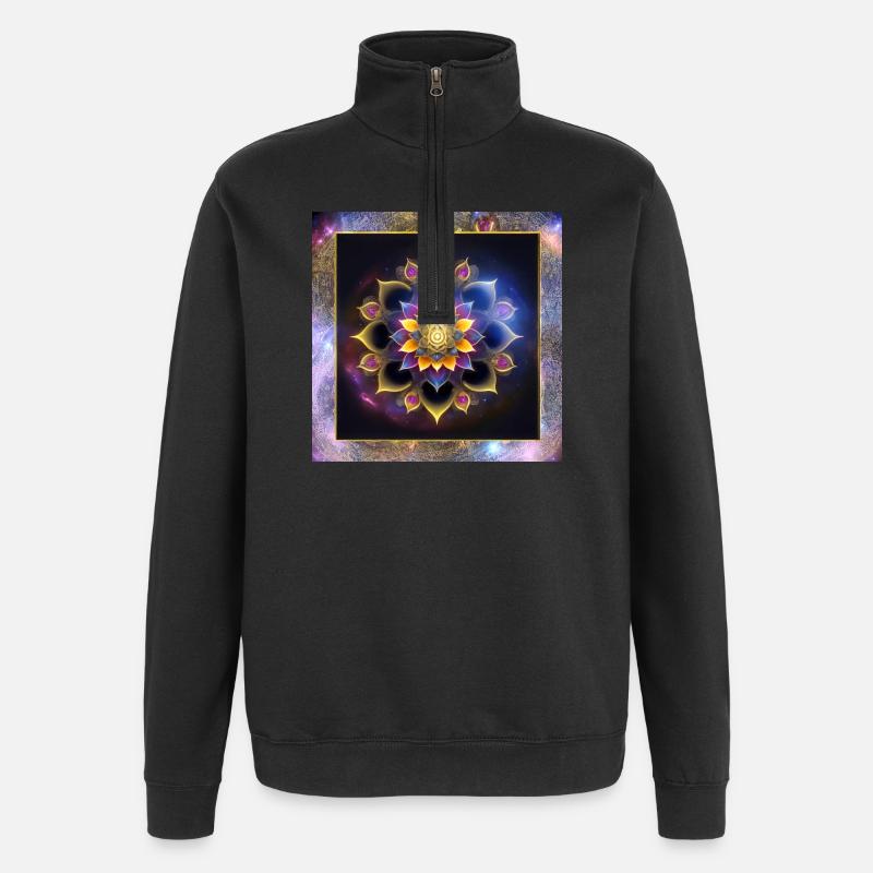 Mandala Lotusblume - Quarter-Zip-Sweatshirt - Schwarz