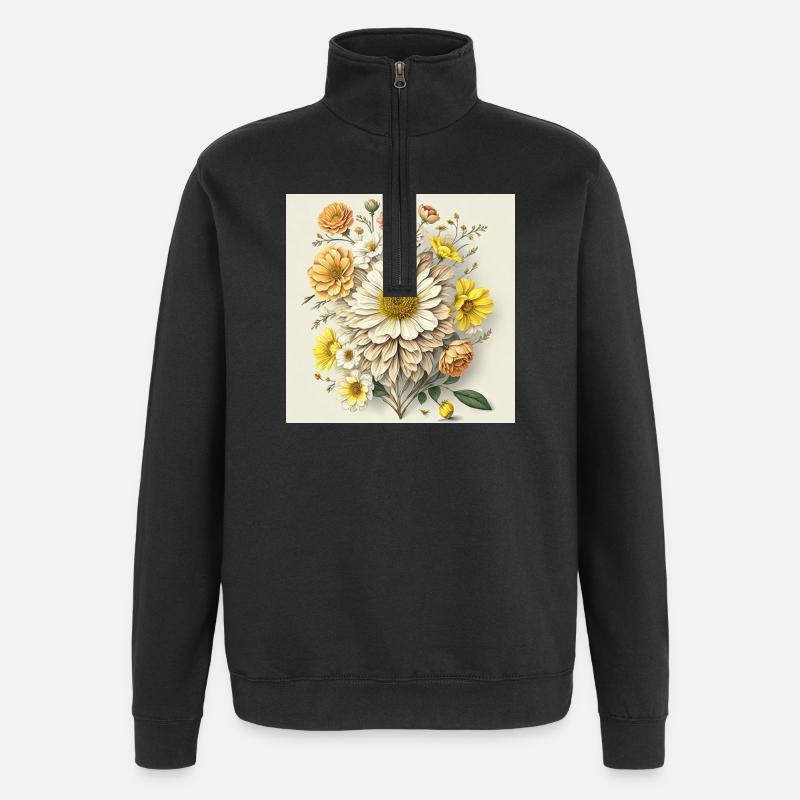 Fleur - Sweat à zip 1/4 - noir