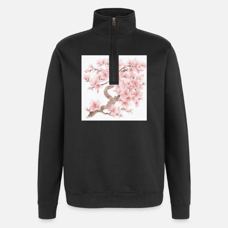 Japanese cherry tree blossoms - Quarter-Zip Sweatshirt - black