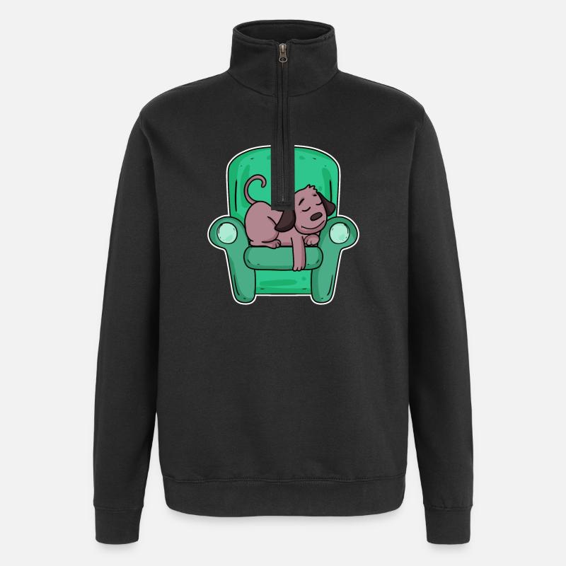 Schlafender Hund - Quarter-Zip-Sweatshirt - Schwarz