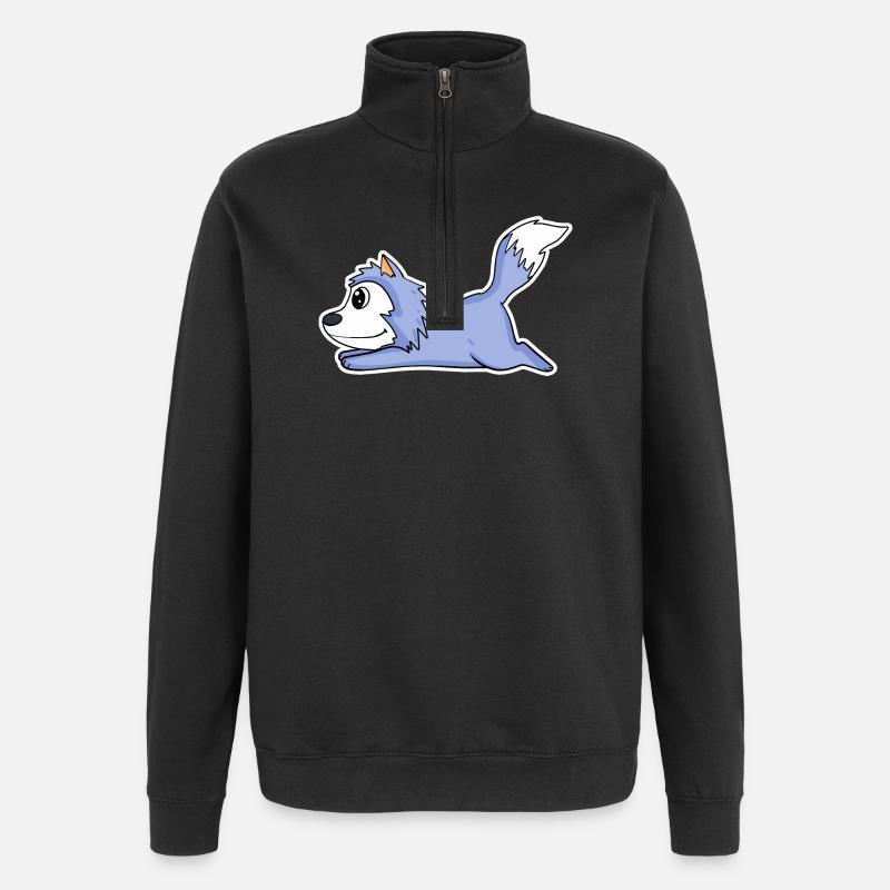 Loup coucheur - Sweat à zip 1/4 - noir