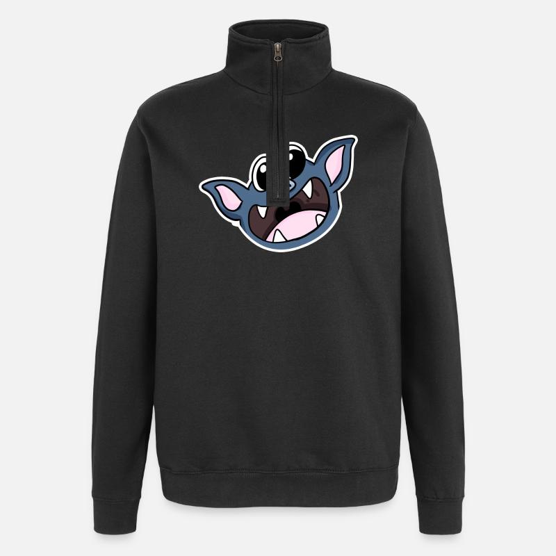 Tête de chauve-souris - Sweat à zip 1/4 - noir