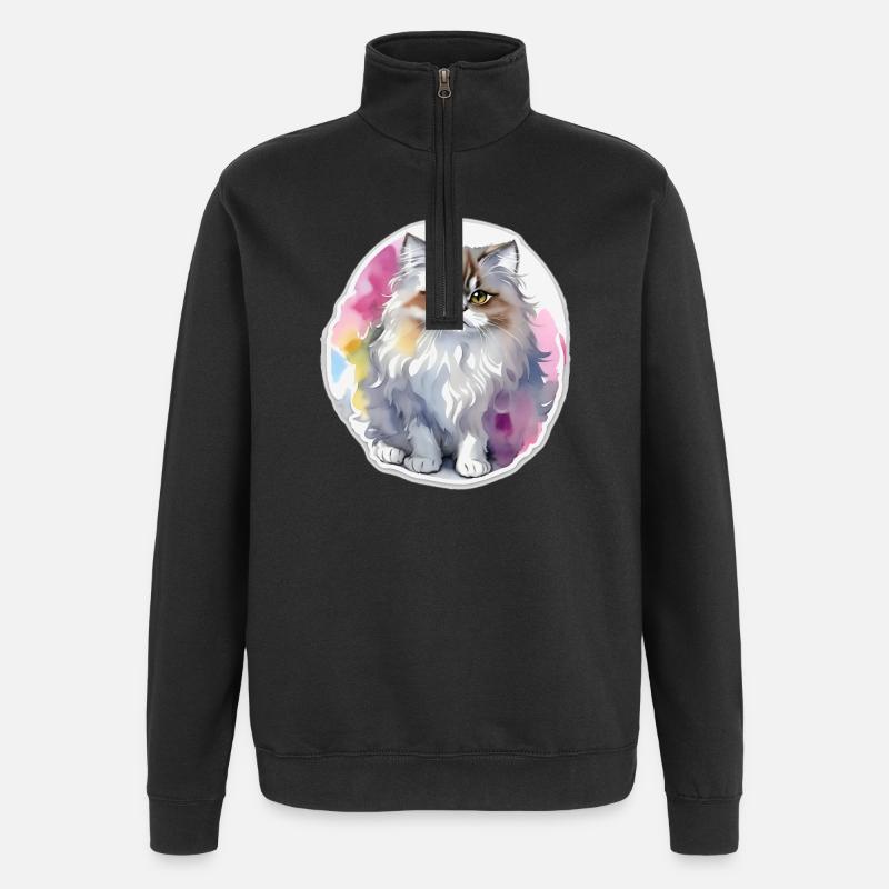 Persian cat - Quarter-Zip Sweatshirt - black