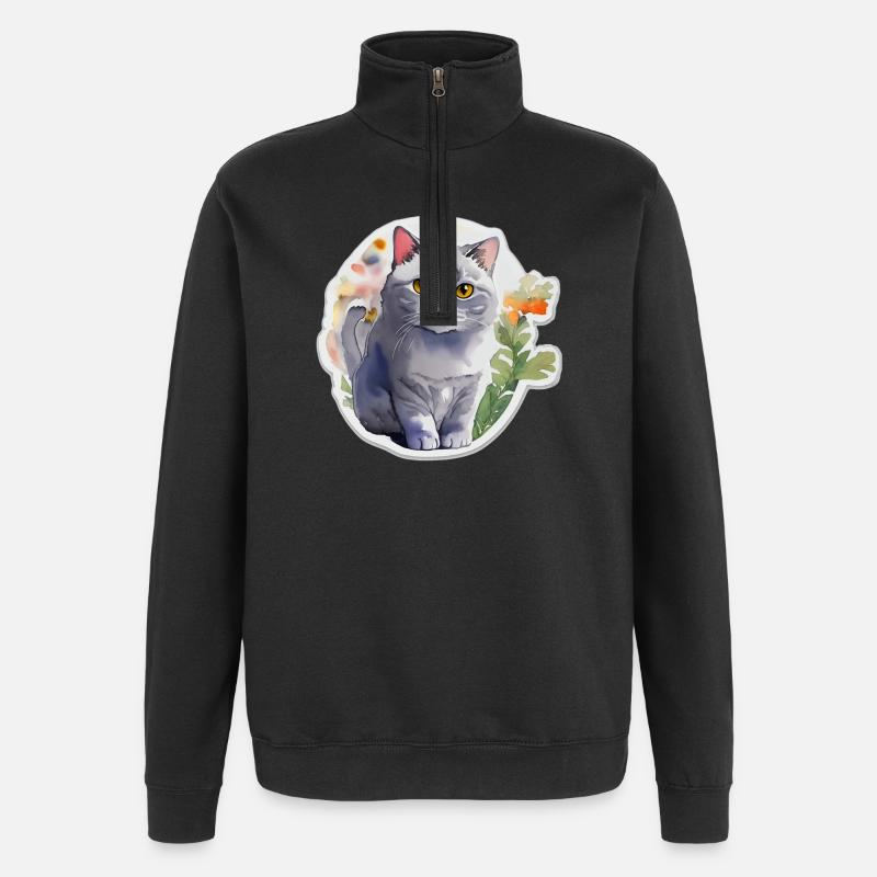 British Shorthair - Sweat à zip 1/4 - noir