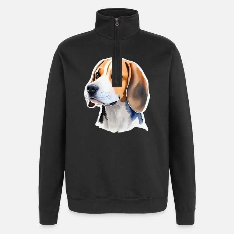 Beagle - Quarter-Zip-Sweatshirt - Schwarz
