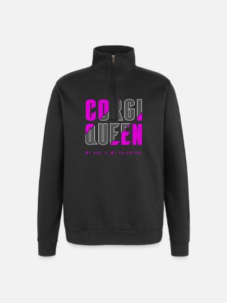 Corgi Queen - Quarter-Zip Sweatshirt - black