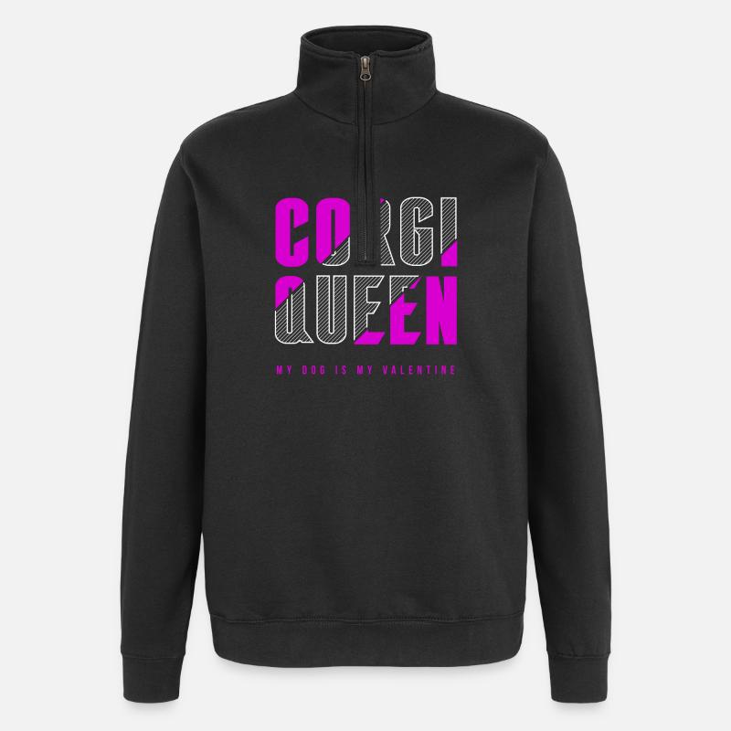 Corgi Queen - Quarter-Zip Sweatshirt - black