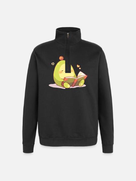 Avocado Leseheld – Kuschelnde Buchzeit - Quarter-Zip-Sweatshirt - Schwarz