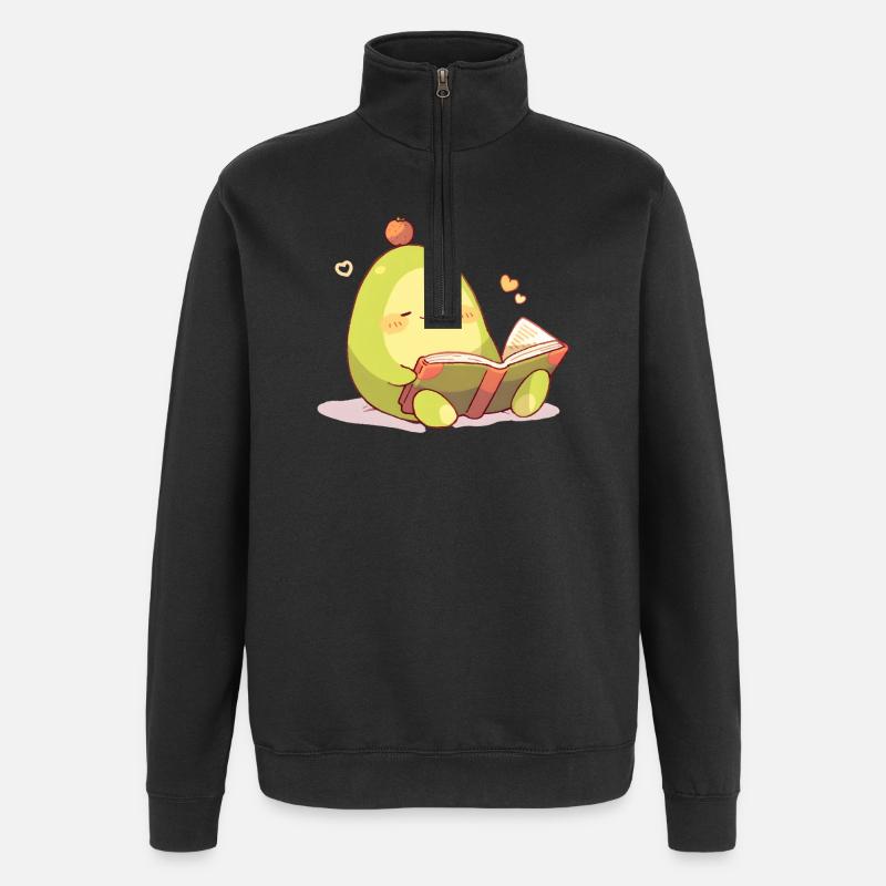 Avocado Leseheld – Kuschelnde Buchzeit - Quarter-Zip-Sweatshirt - Schwarz