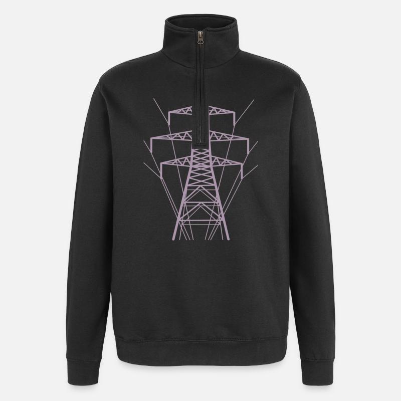 Silhouette de poteau électrique blanc - Sweat à zip 1/4 - noir