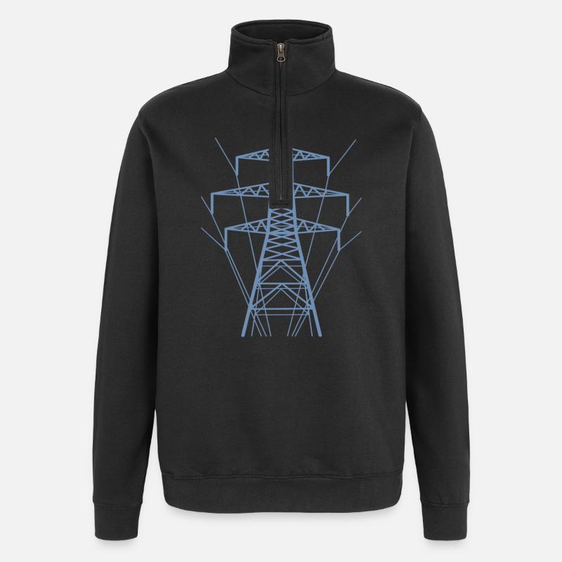 Weiße Strommast-Silhouette - Quarter-Zip-Sweatshirt - Schwarz