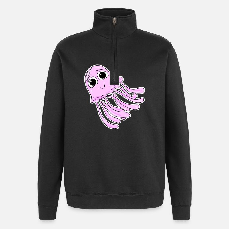 Méduse motif rose - Sweat à zip 1/4 - noir