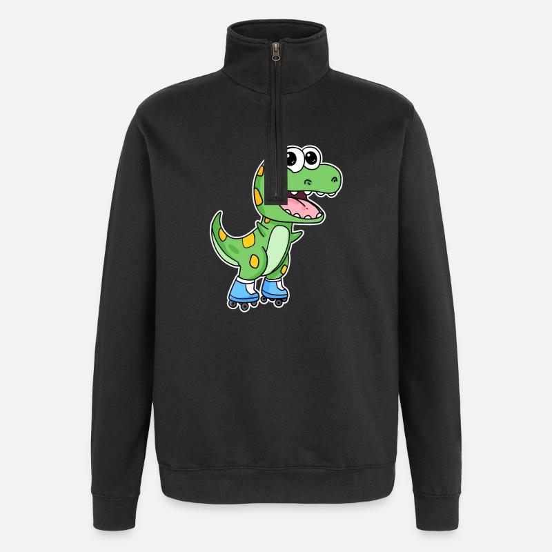 Dinosaur Skating - Quarter-Zip Sweatshirt - black