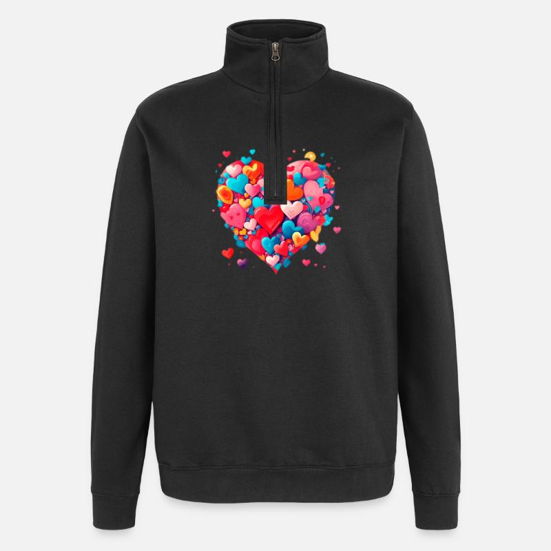 Cœur d’amour - Sweat à zip 1/4 - noir
