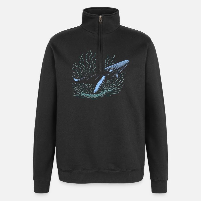 Big whale - Quarter-Zip Sweatshirt - black