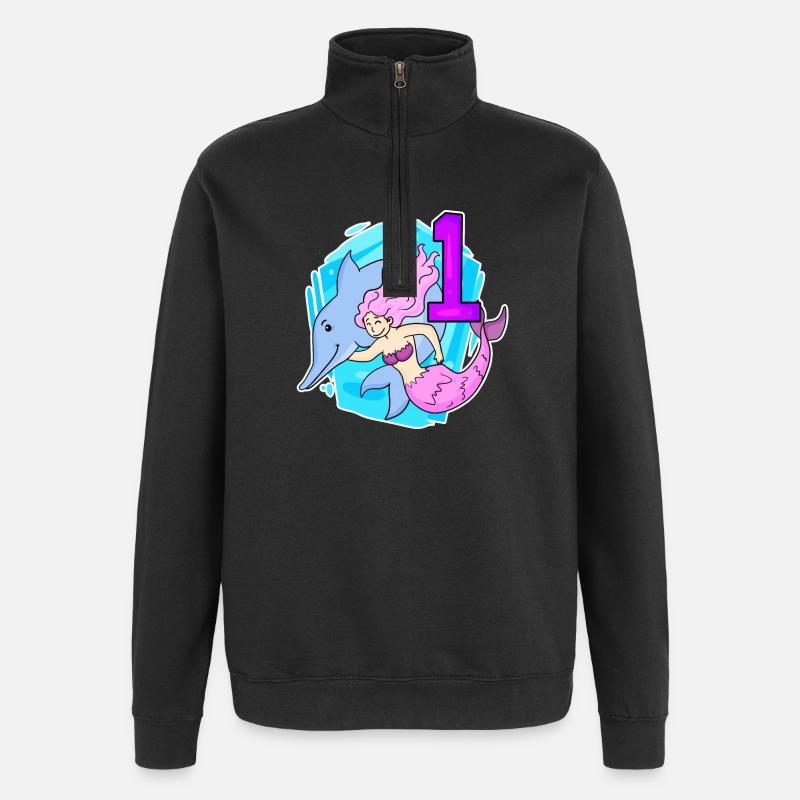 Fille - 1er anniversaire Sirène - Fille - Sweat à zip 1/4 - noir