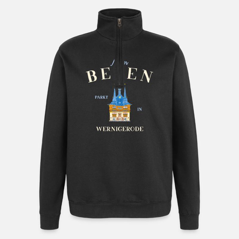 Mein Besen parkt in Wernigerode - Quarter-Zip-Sweatshirt - Schwarz