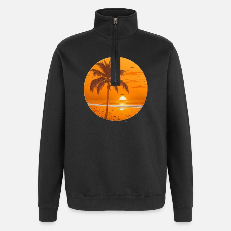 Coucher de soleil - Sweat à zip 1/4 - noir