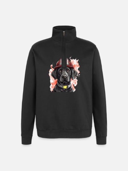 Labrador Feuerwehr Feuerwehrmann Hund - Quarter-Zip-Sweatshirt - Schwarz
