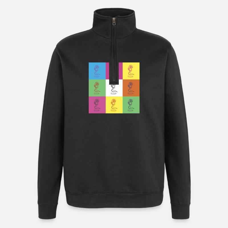 Mikrofon Design - Quarter-Zip-Sweatshirt - Schwarz