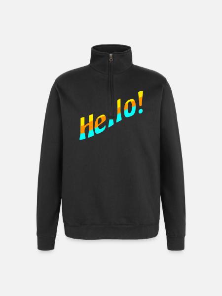 Hello! - Quarter-Zip Sweatshirt - black