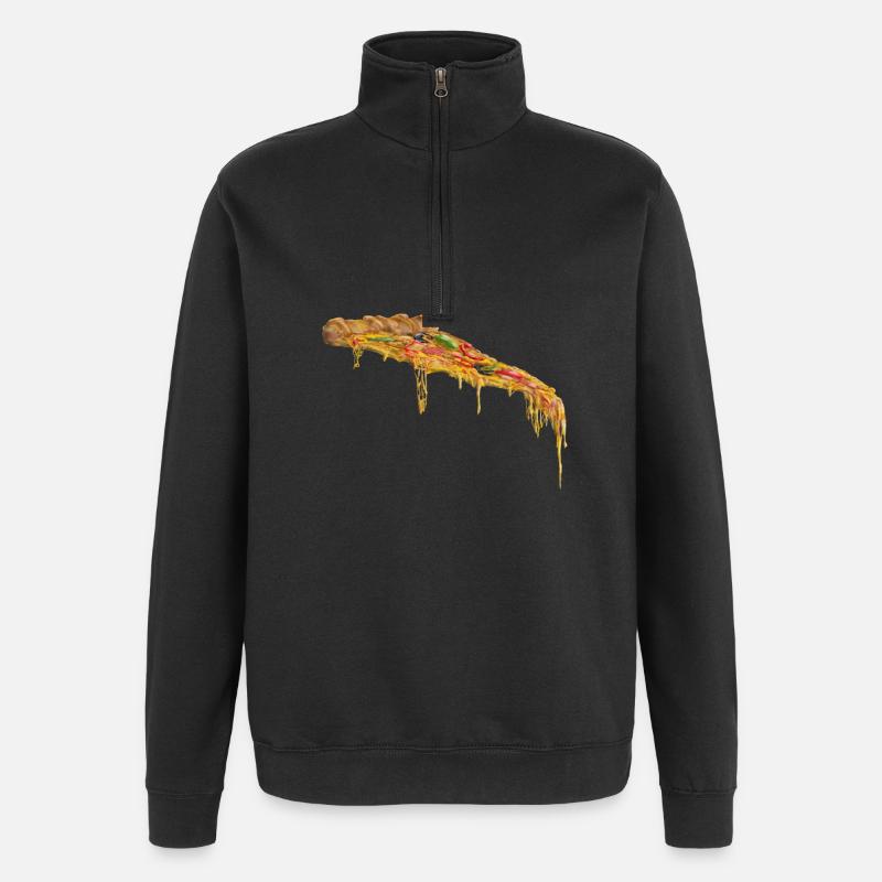 Cheese Ember Pizza Slice - Quarter-Zip Sweatshirt - black