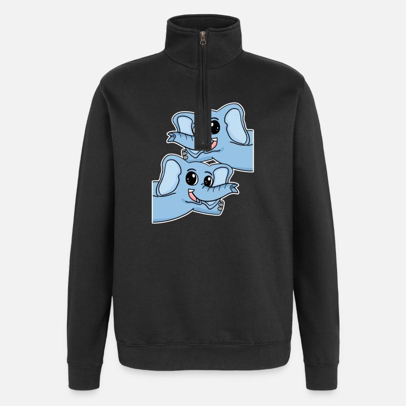 Éléphant éléphant - Sweat à zip 1/4 - noir