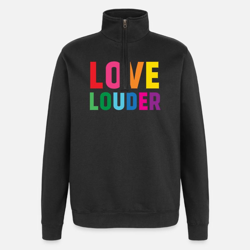LGBTQ-Pride-Monat - Love Louder - Quarter-Zip-Sweatshirt - Schwarz
