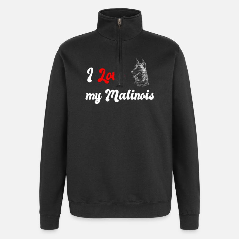 Ich liebe meinen Malinois - Quarter-Zip-Sweatshirt - Schwarz