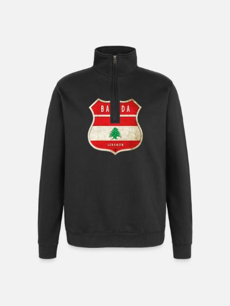 Baabda Libanon Wappen Flaggen Design - Quarter-Zip-Sweatshirt - Schwarz