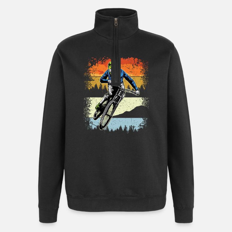Sunset Trail MTB Rider - Quarter-Zip Sweatshirt - black