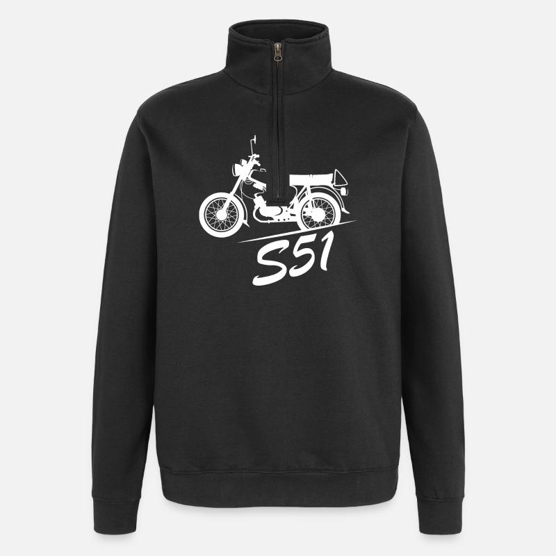 Simson S51 Symbol Nostalgia GDR Moped Friends - Quarter-Zip Sweatshirt - black