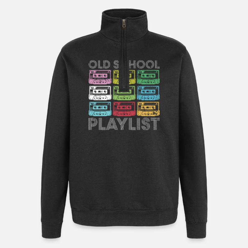 Tirage en grille de cassettes arc-en-ciel - Sweat à zip 1/4 - noir
