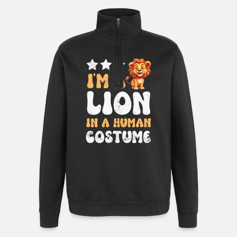 Löwe Löwen - Quarter-Zip-Sweatshirt - Schwarz