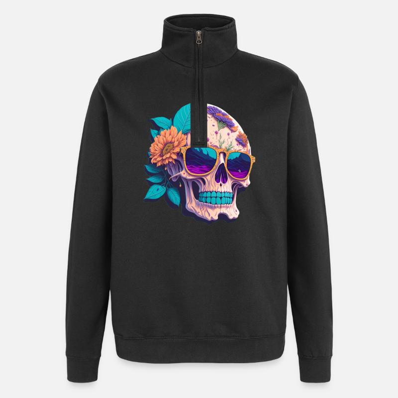 Skull - Quarter-Zip Sweatshirt - black