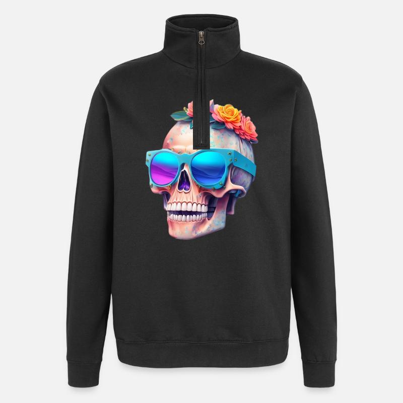 Skull - Quarter-Zip Sweatshirt - black