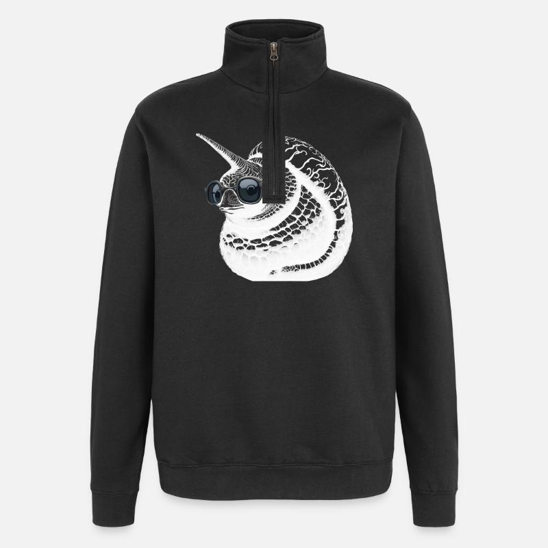 Coole EinhornSchnecke - Quarter-Zip-Sweatshirt - Schwarz