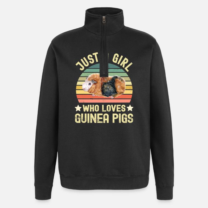 Meerschweinchen - Quarter-Zip-Sweatshirt - Schwarz