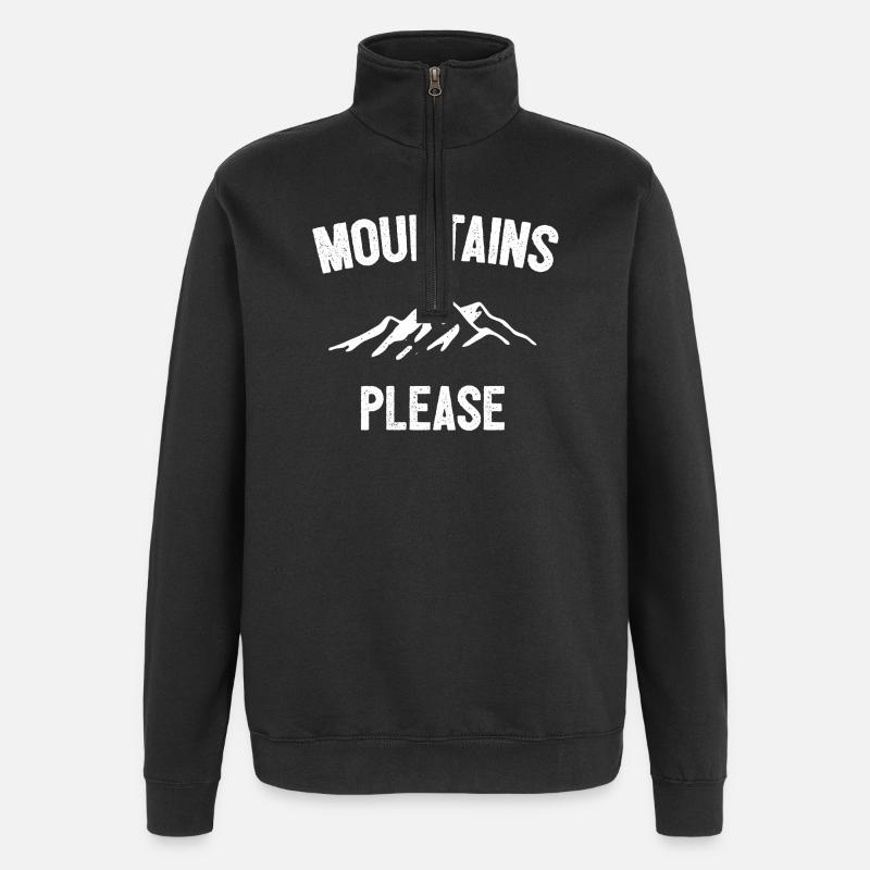 Mountains Please - Quarter-Zip Sweatshirt - black