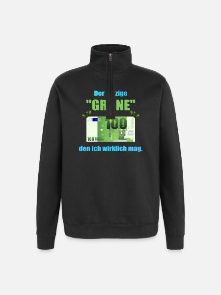 Den Grüne mag ich ! - Quarter-Zip-Sweatshirt - Schwarz