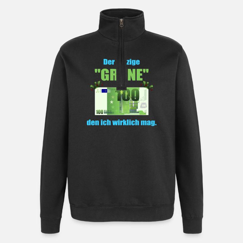 Den Grüne mag ich ! - Quarter-Zip-Sweatshirt - Schwarz