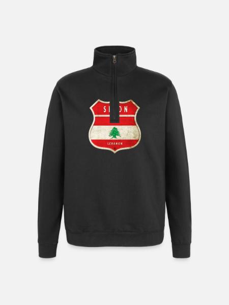 Sidon Liban Armoiries Drapeaux Design - Sweat à zip 1/4 - noir