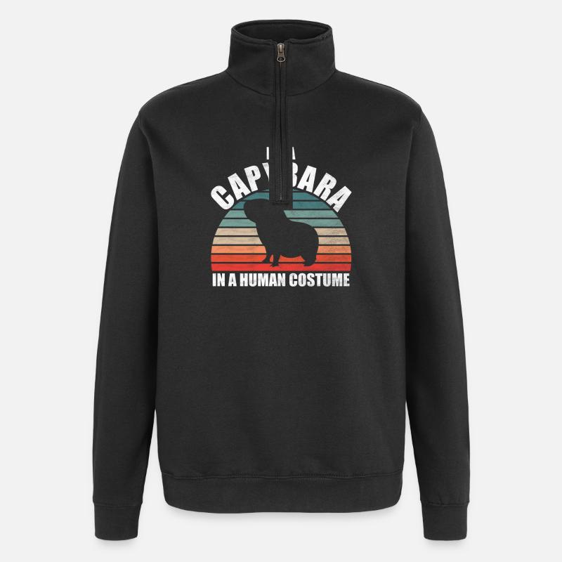 Capybara Zoo Animal Design - Quarter-Zip Sweatshirt - black
