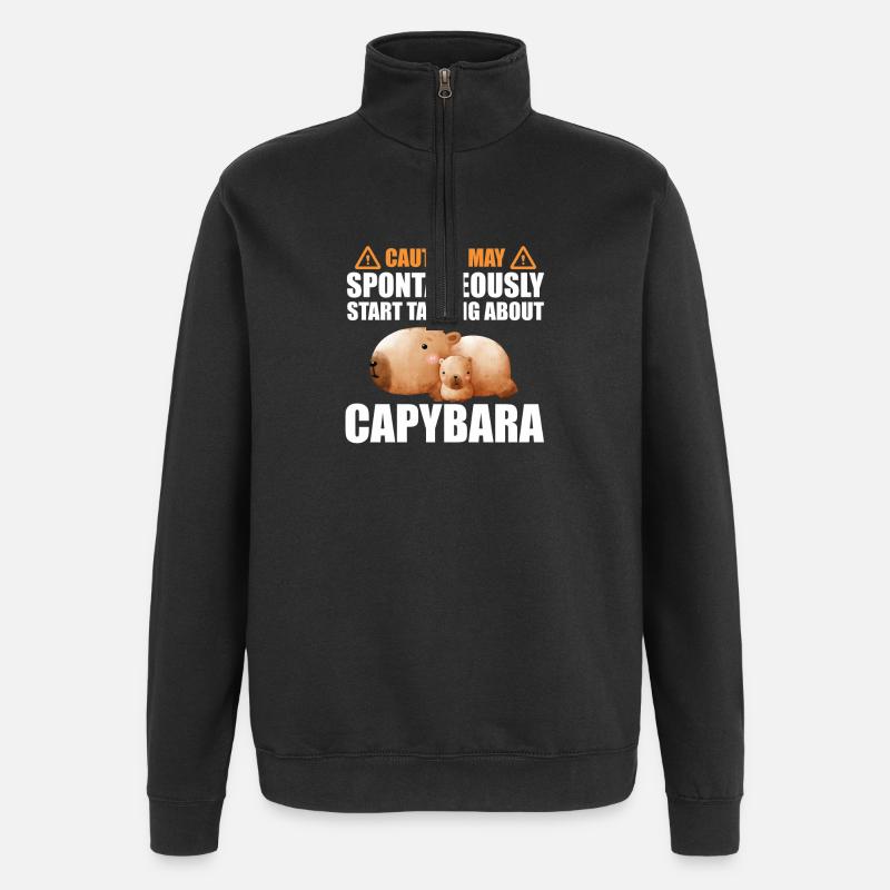 Capybara Zootier Design - Quarter-Zip-Sweatshirt - Schwarz