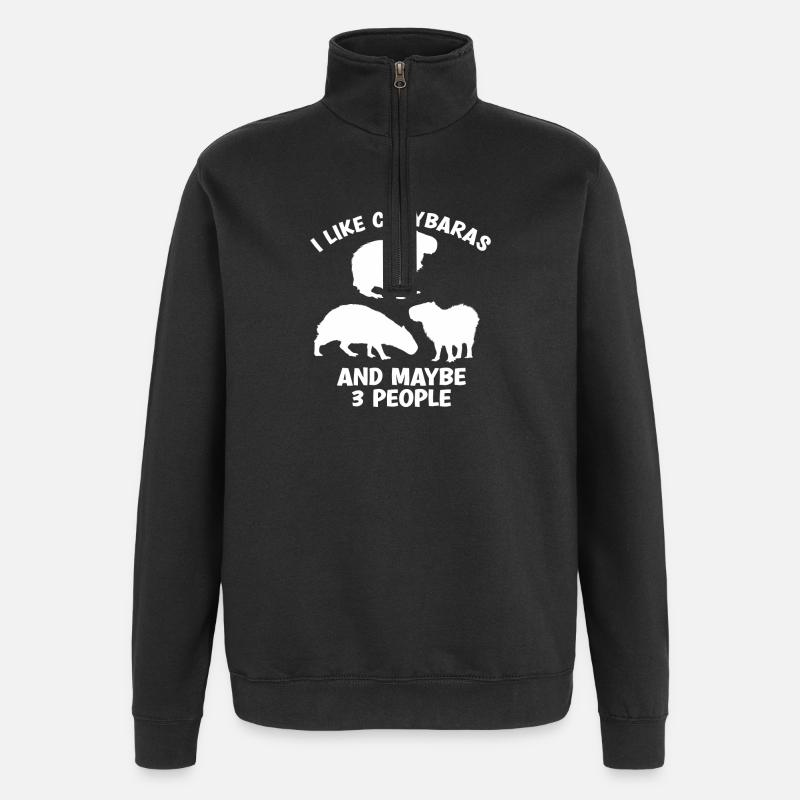 Capybara Zoo Animal Design - Quarter-Zip Sweatshirt - black