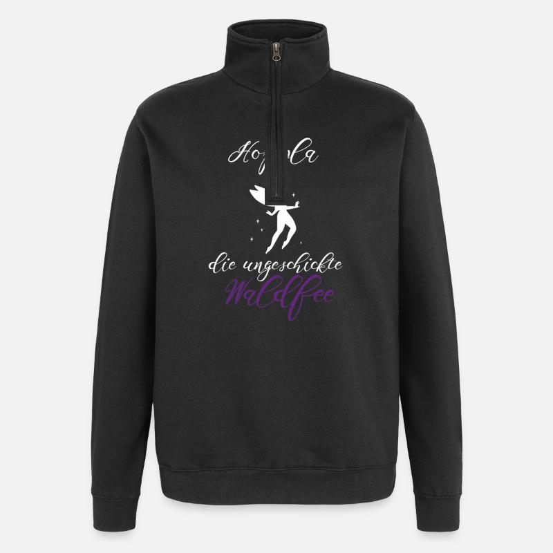 Waldfee Waldelf ungeschickt lustiger Spruch - Quarter-Zip-Sweatshirt - Schwarz