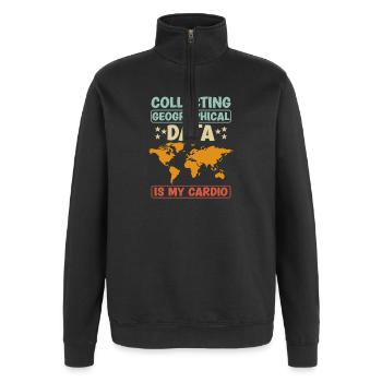Conception cartographique - Sweat à zip 1/4 - noir - Devant - AI Model Female 172 light (172cm) & AI Model Male 178 dark (178cm)