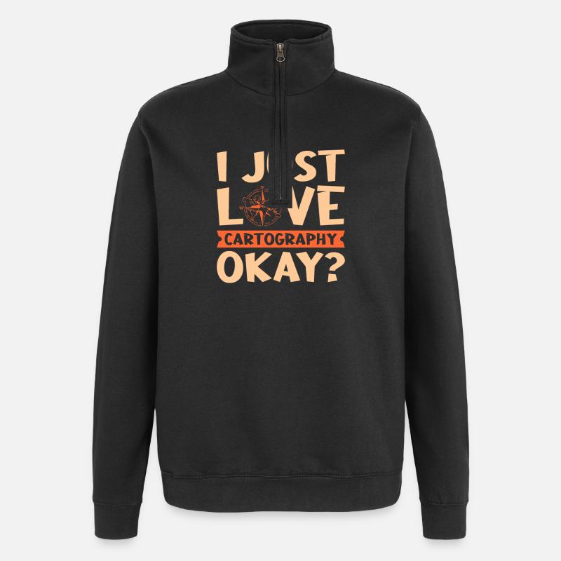 Kartografie Design - Quarter-Zip-Sweatshirt - Schwarz